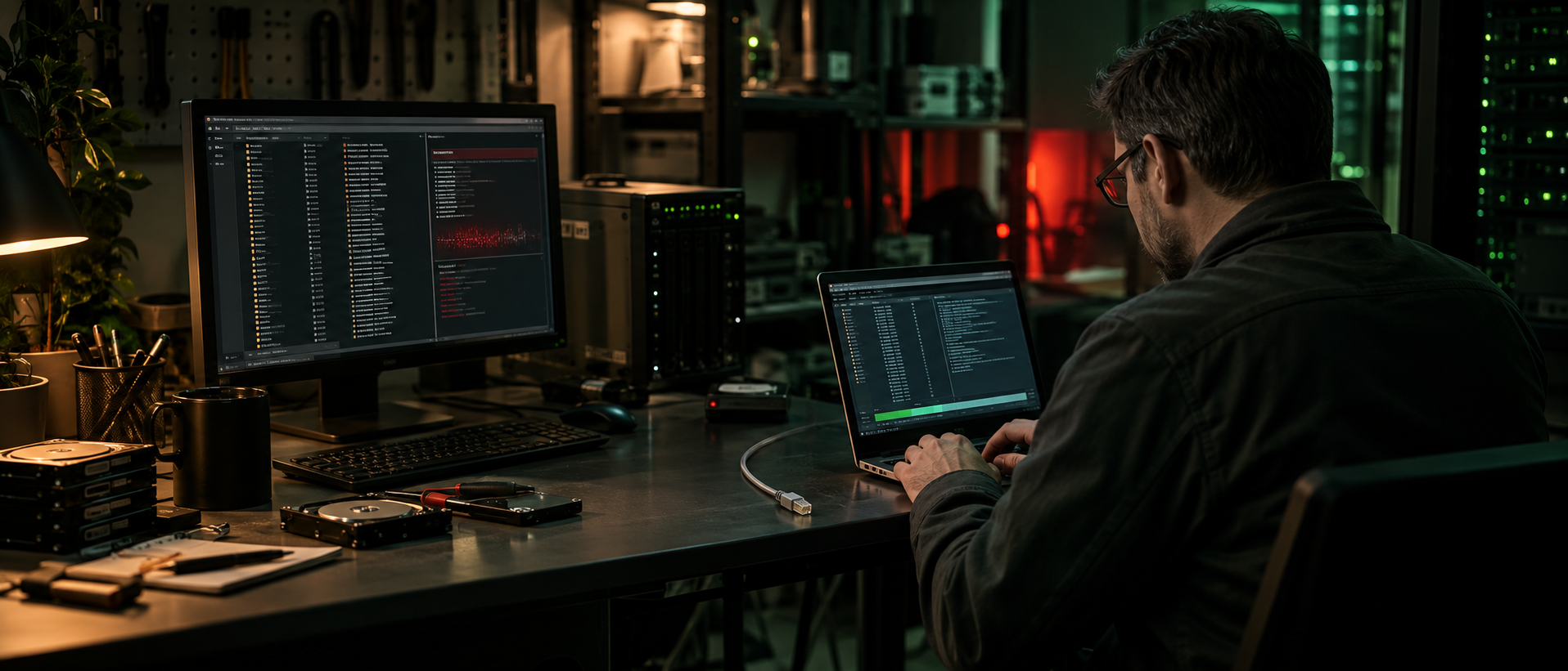 Spezialist bei der technischen Analyse eines IT-Sicherheitsvorfalls